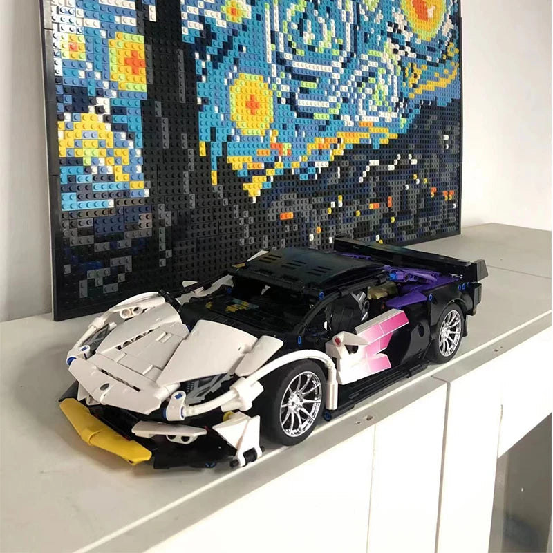 Build the Lamborghini Speed Car – Purple Gradient Sport Bricks Toy!