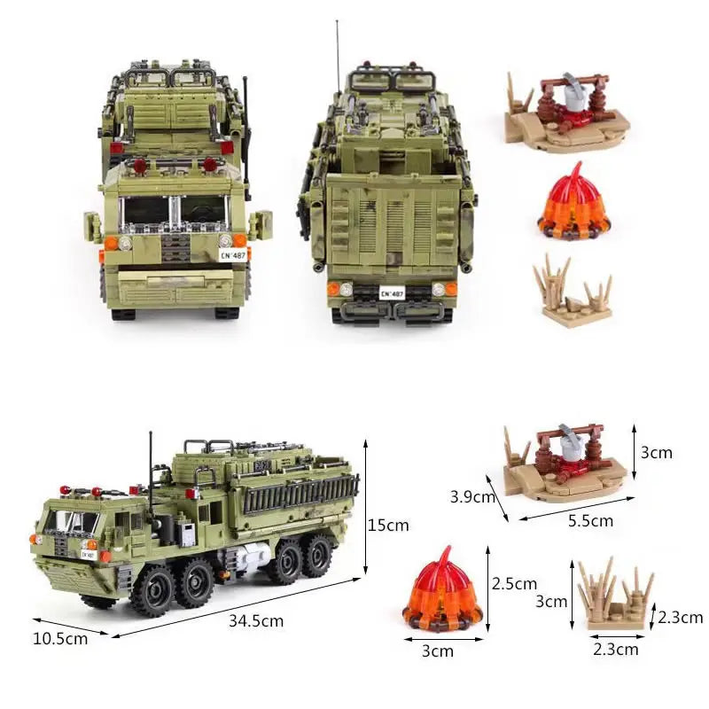 1377PCS Military Scorpio Heavy Truck Building Blocks Technical DIY Bricks Toys