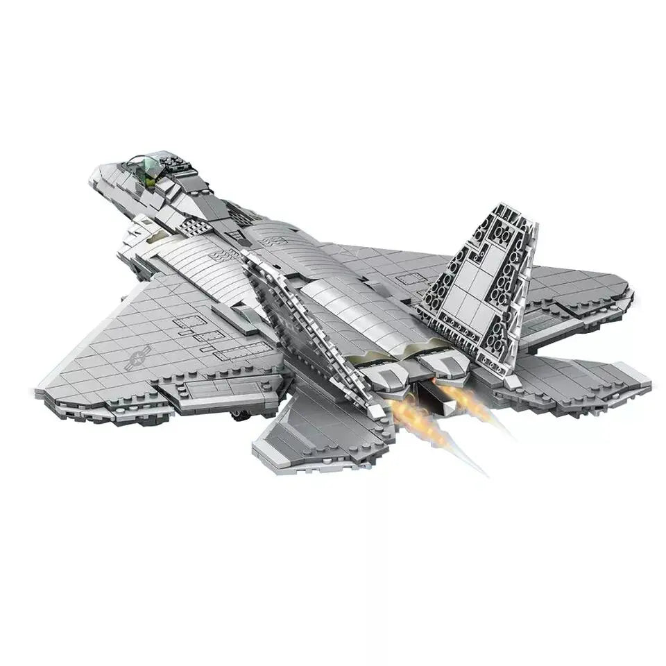 1802PCS Military WW2 F22 Raptor Fighter Model Building Blocks Army Bricks Toys