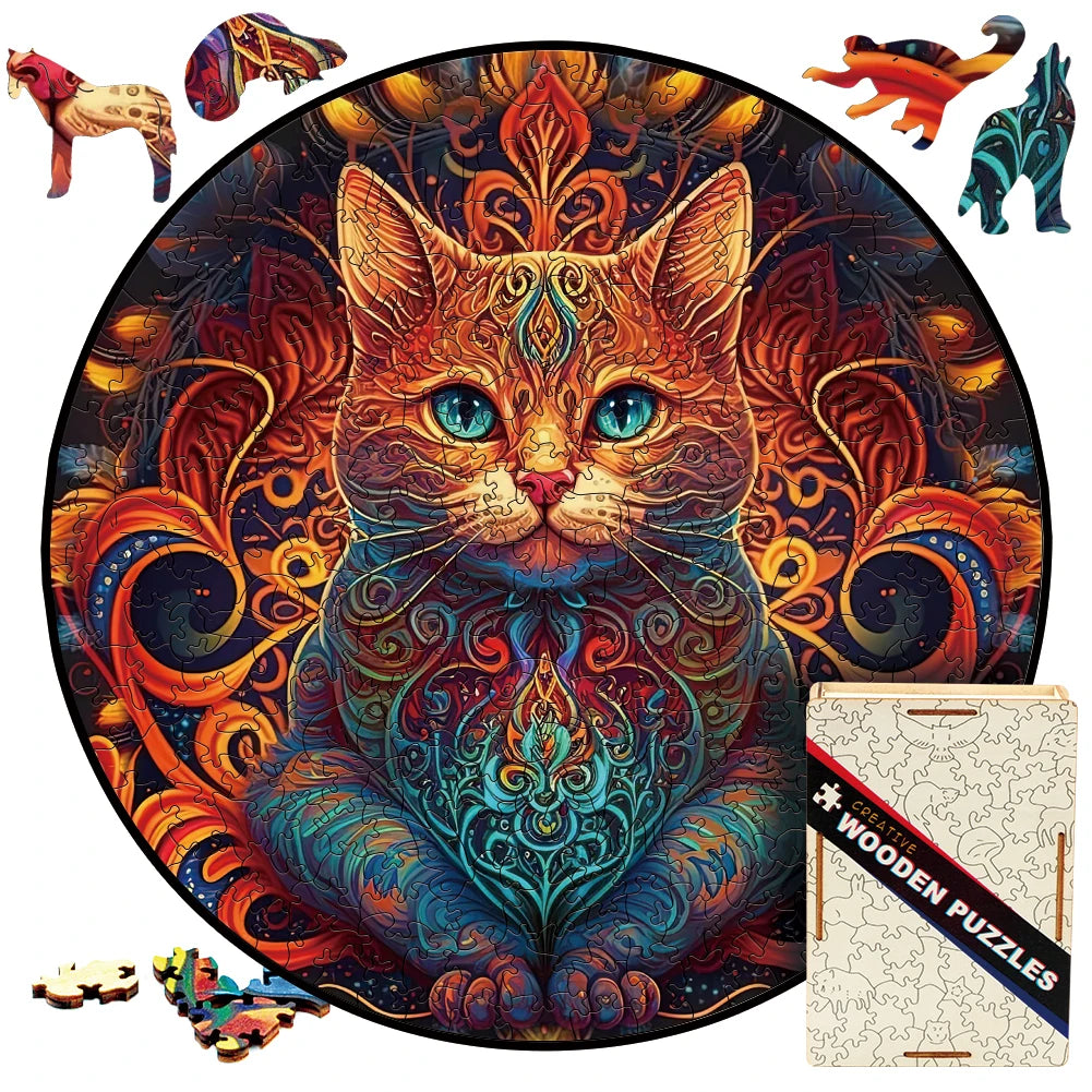 Build The Wooden Mandala Cat – Animal Jigsaw Puzzle Toy!