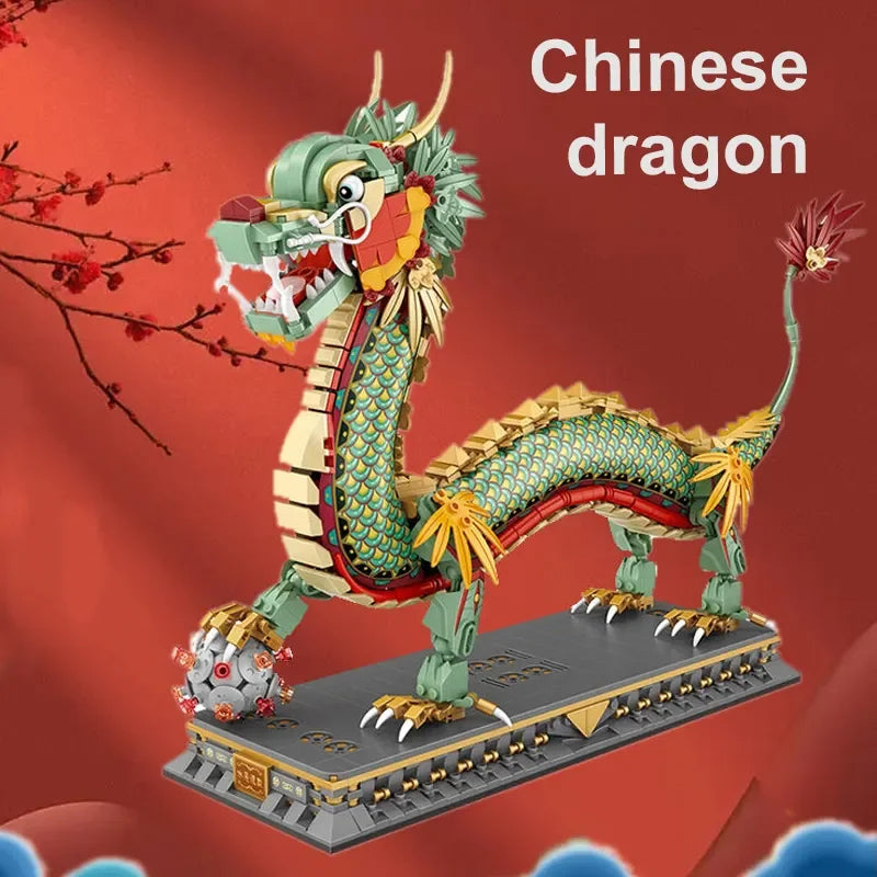 1416Pcs Chinese Dragon Block Chinese Style Animal Mini Building Blocks DIY Girl Assembling Puzzle Bricks Toys