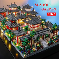 1800Pcs Suzhou Garden Blocks Classic Chinese Garden Bricks with LED Light Toy