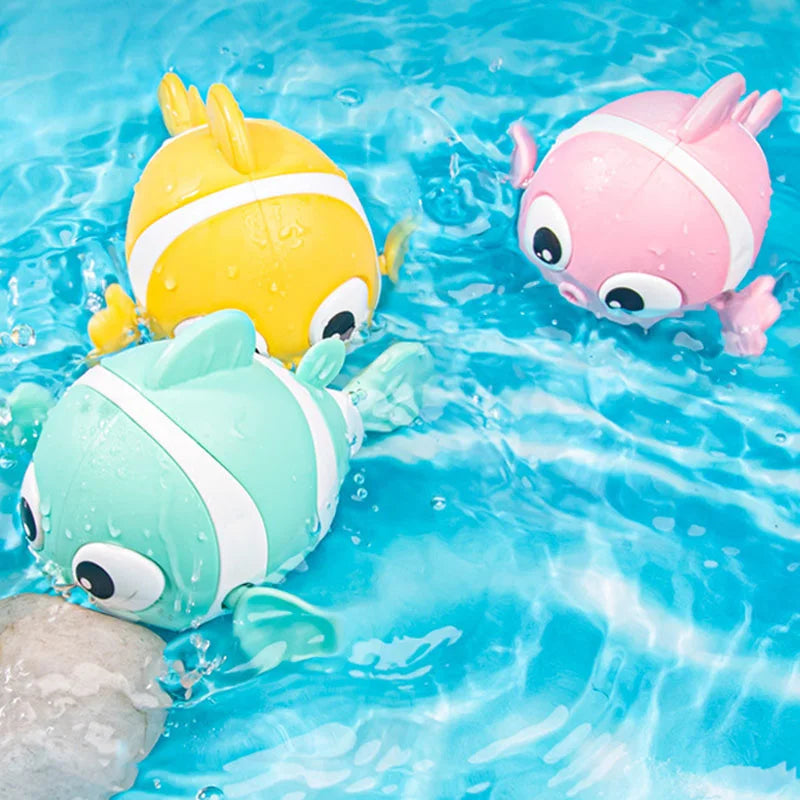 Baby Bath Toys Cute Swimming Fish Cartoon Animal Floating Wind Up Toys