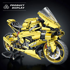 1920pcs Technical Motorcycle 100R Yellow Model Building Blocks Bricks MOC Toys