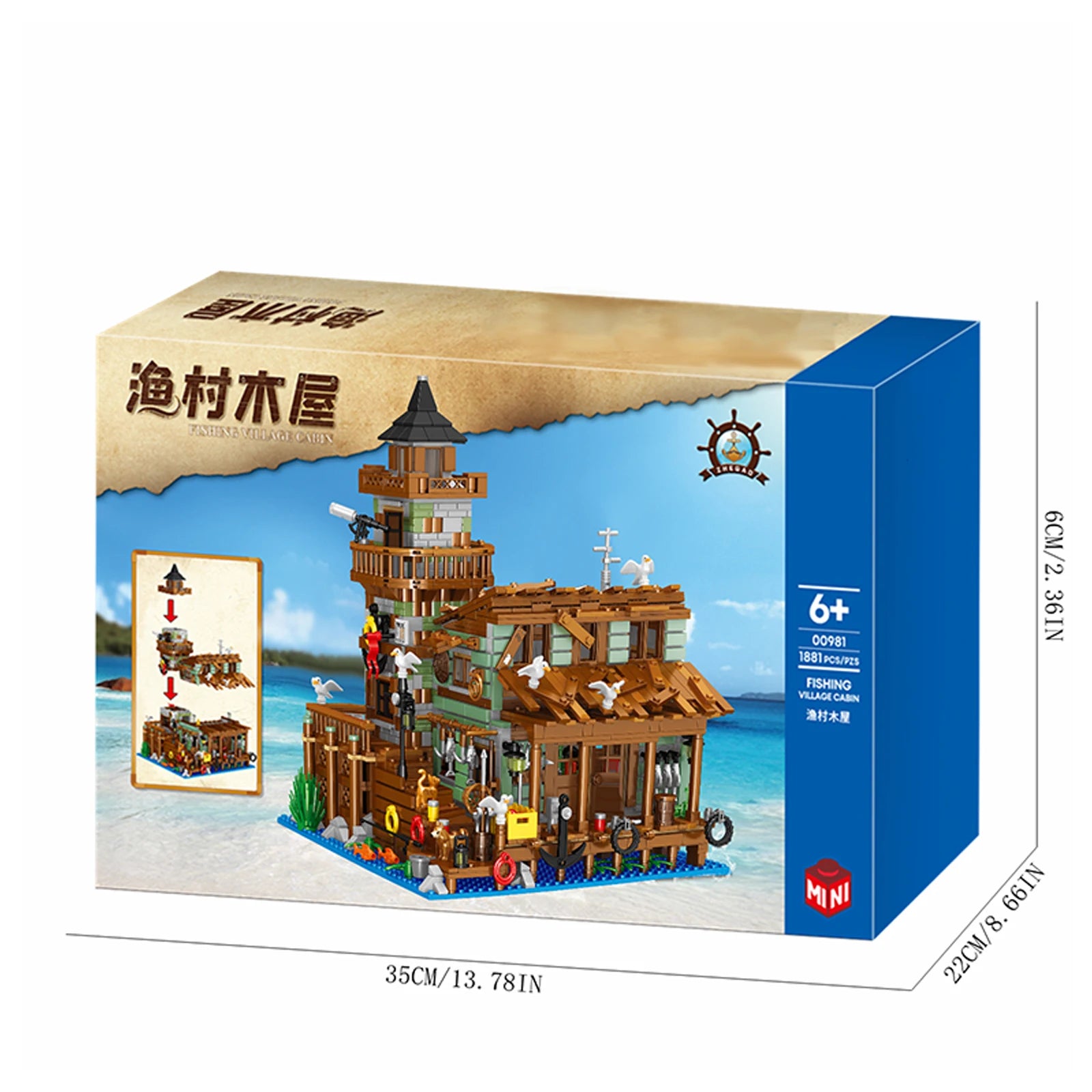 1881PCS Fishing Village Store House Model Building Blocks Street View Bricks Toy