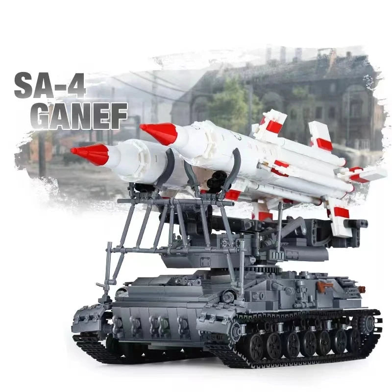 1469PCS Military Army SA-4GANF Missile Vehicle Model Building Blocks Bricks Toys