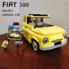 Technical Fiat 500 Building Blocks Classic Yellow Car 960 PCS Model 10271  Creator Assemble Vehicle Bricks