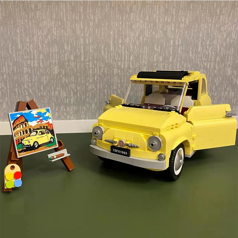 Technical Fiat 500 Building Blocks Classic Yellow Car 960 PCS Model 10271  Creator Assemble Vehicle Bricks