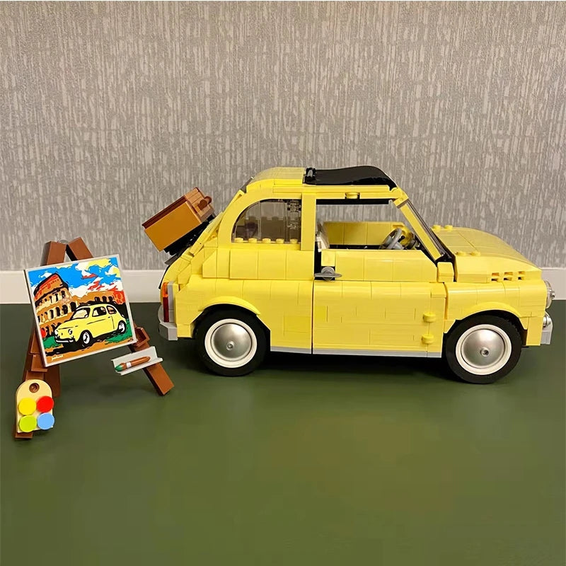 Technical Fiat 500 Building Blocks Classic Yellow Car 960 PCS Model 10271  Creator Assemble Vehicle Bricks