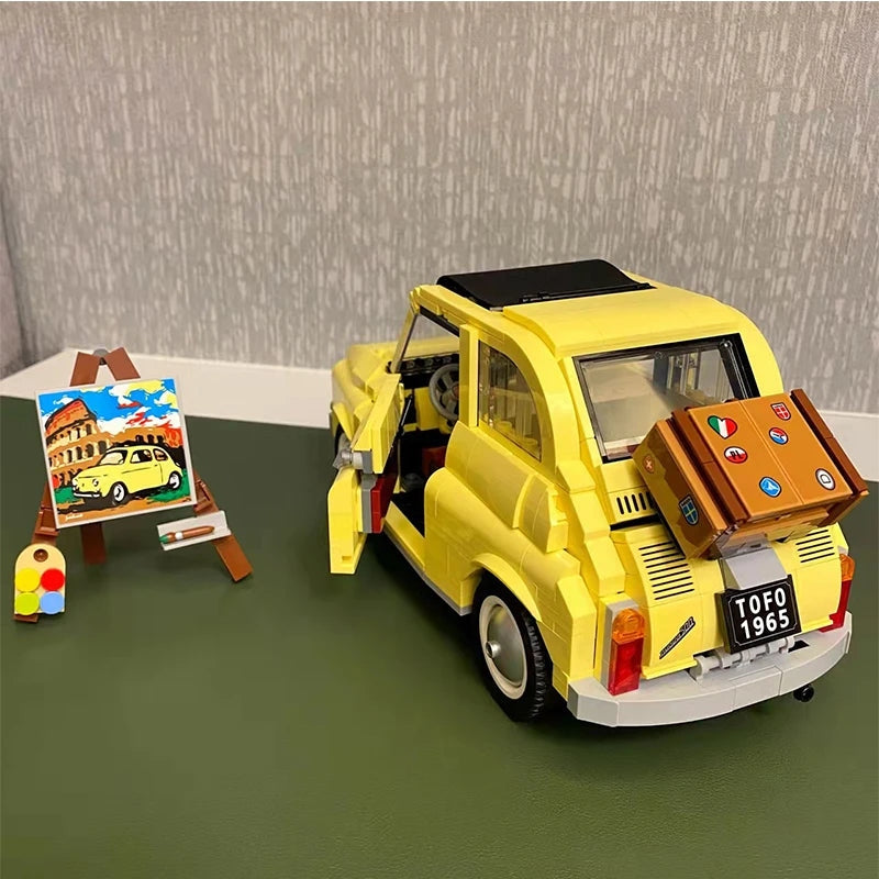 Technical Fiat 500 Building Blocks Classic Yellow Car 960 PCS Model 10271  Creator Assemble Vehicle Bricks