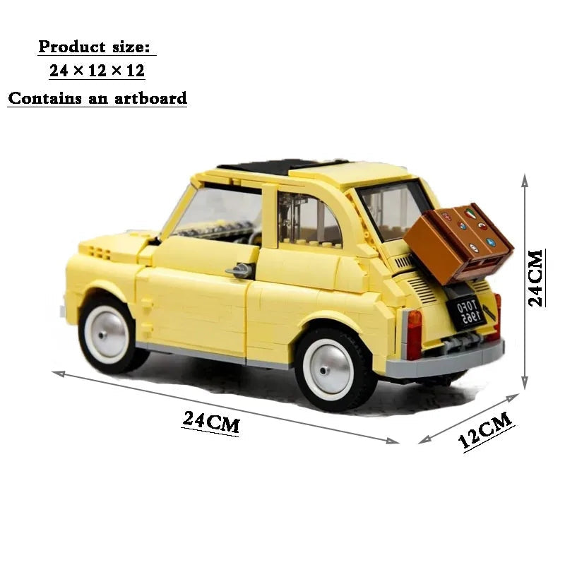 Technical Fiat 500 Building Blocks Classic Yellow Car 960 PCS Model 10271  Creator Assemble Vehicle Bricks